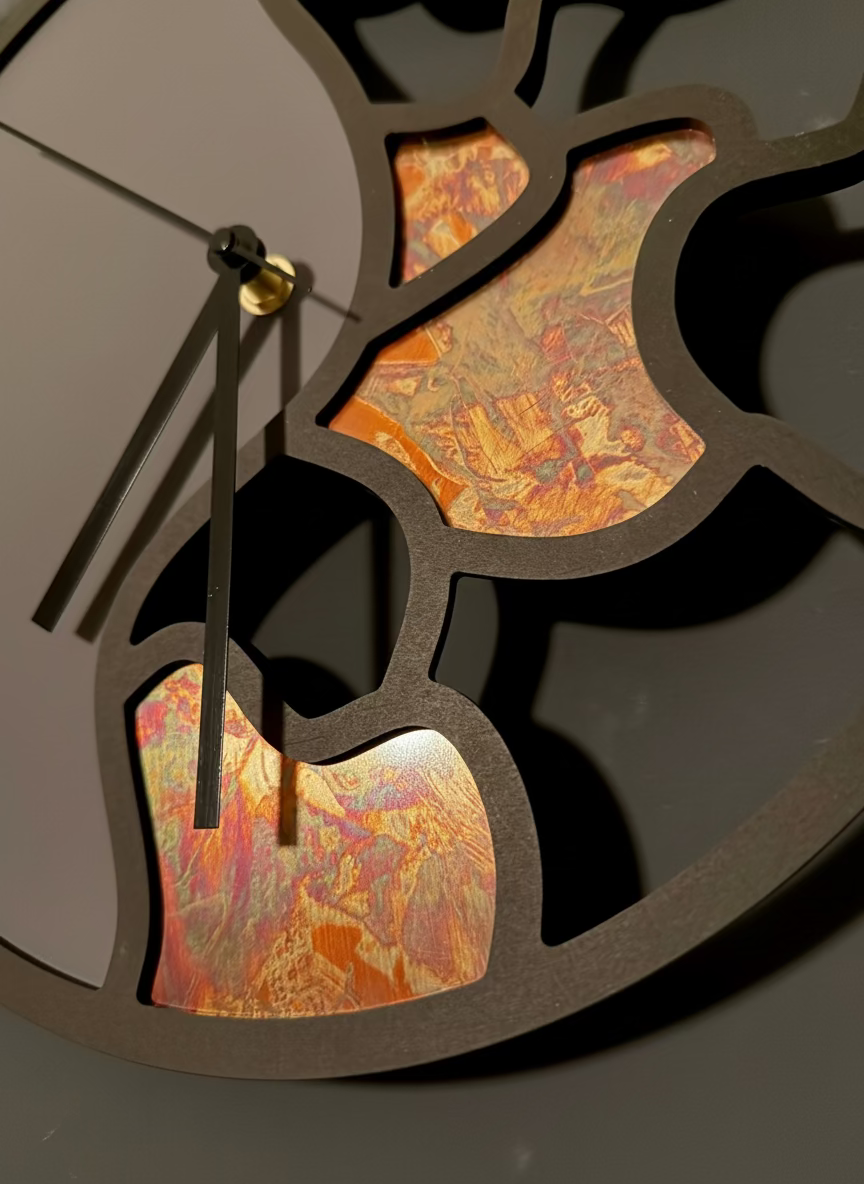 Wanduhr mit Kupfer und Fenixbeschichtung