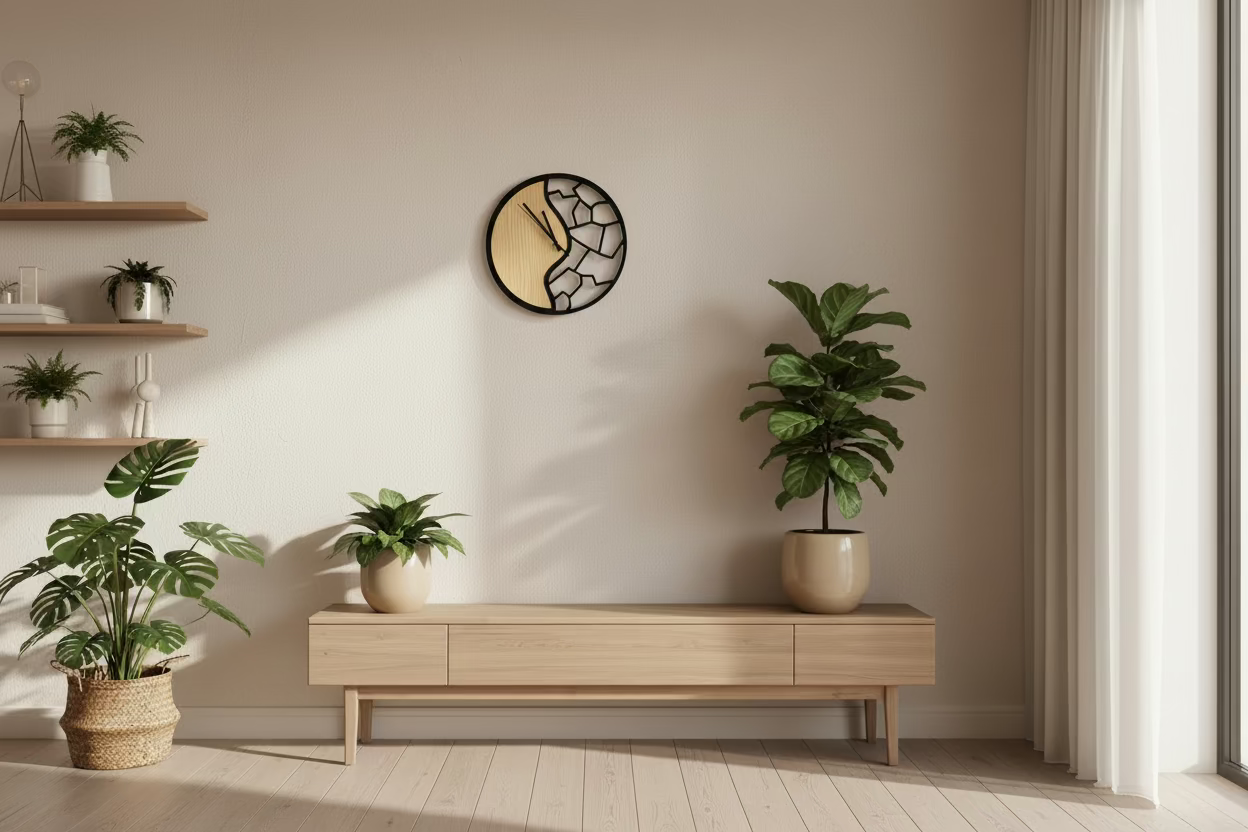 Wanduhr schwarz  mir Esche 