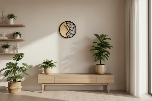 Wanduhr schwarz  mir Esche 