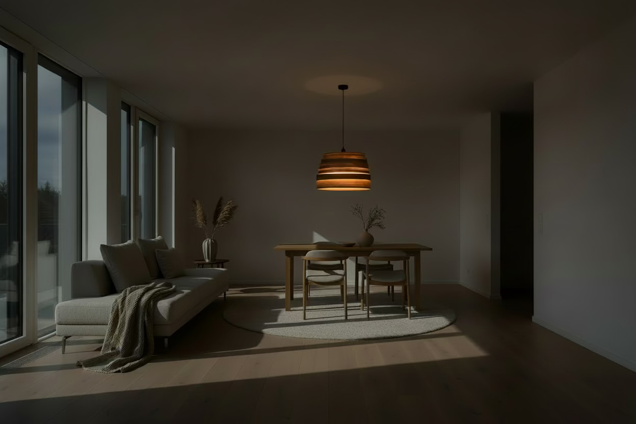 Furnierlampe im Zimmer