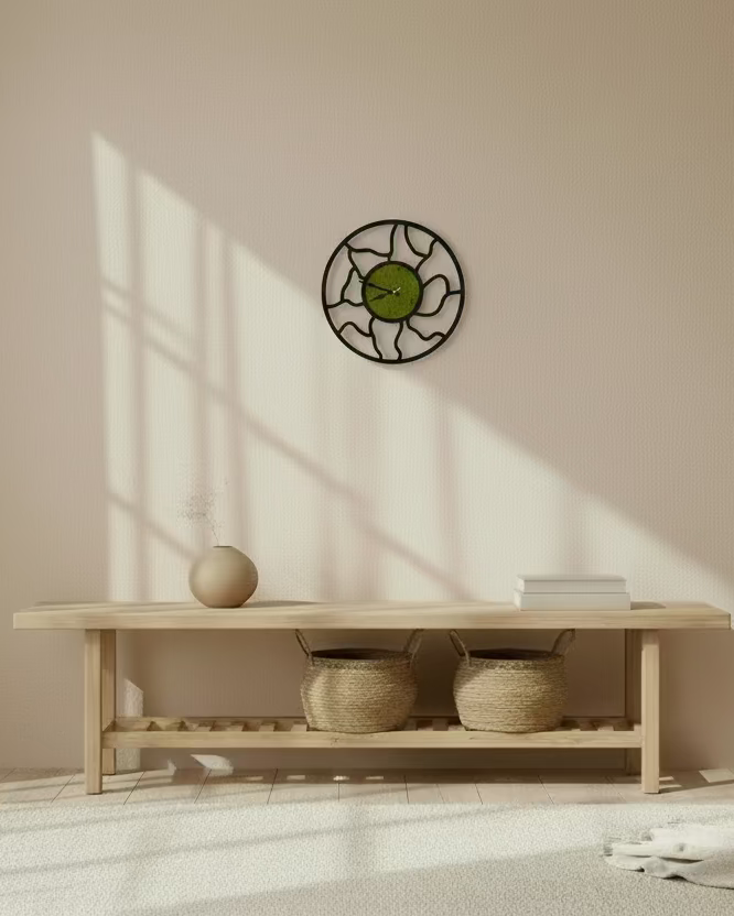 Wanduhr mit Moos 